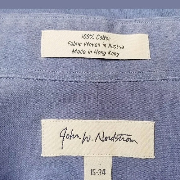 JWN Nordstrom Mens Dress Shirt 15-34 Blue - Picture 7 of 7